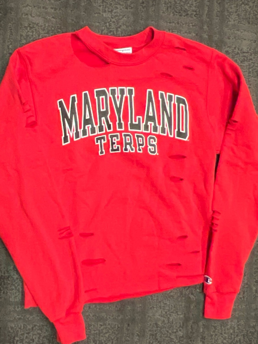 Champion Maryland Terps Red Long-Sleeve Sweatshirt Adult Size XS